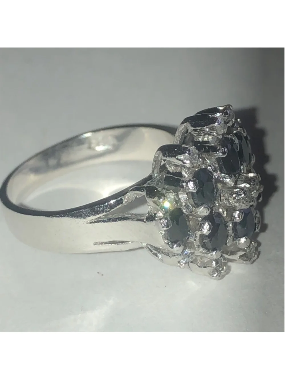Size 7 Black CZ Rhinestone Sterling Silver Women's Vintage Ring